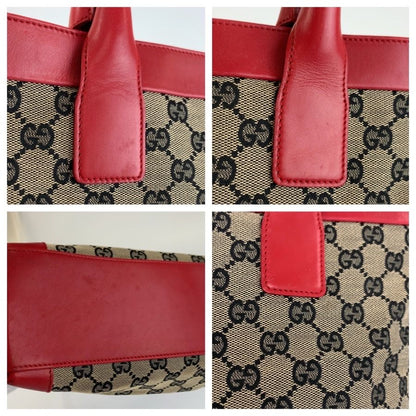 Gucci Red Beige GG Canvas Leather 002 Tote Shoulder — view 5