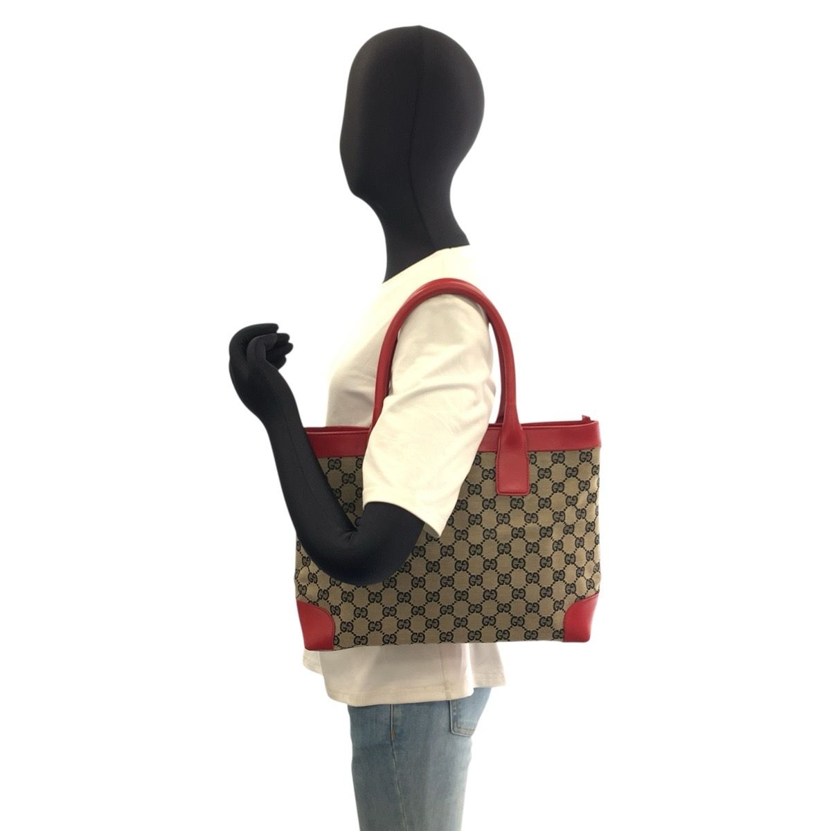 Gucci Red Beige GG Canvas Leather 002 Tote Shoulder — view 6