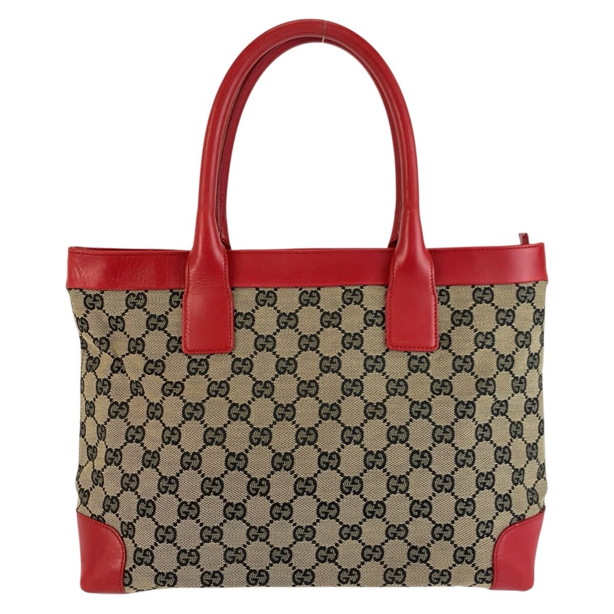 Gucci Red Beige GG Canvas Leather 002 Tote Shoulder