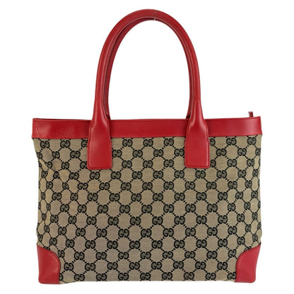 Gucci Red Beige GG Canvas Leather 002 Tote Shoulder