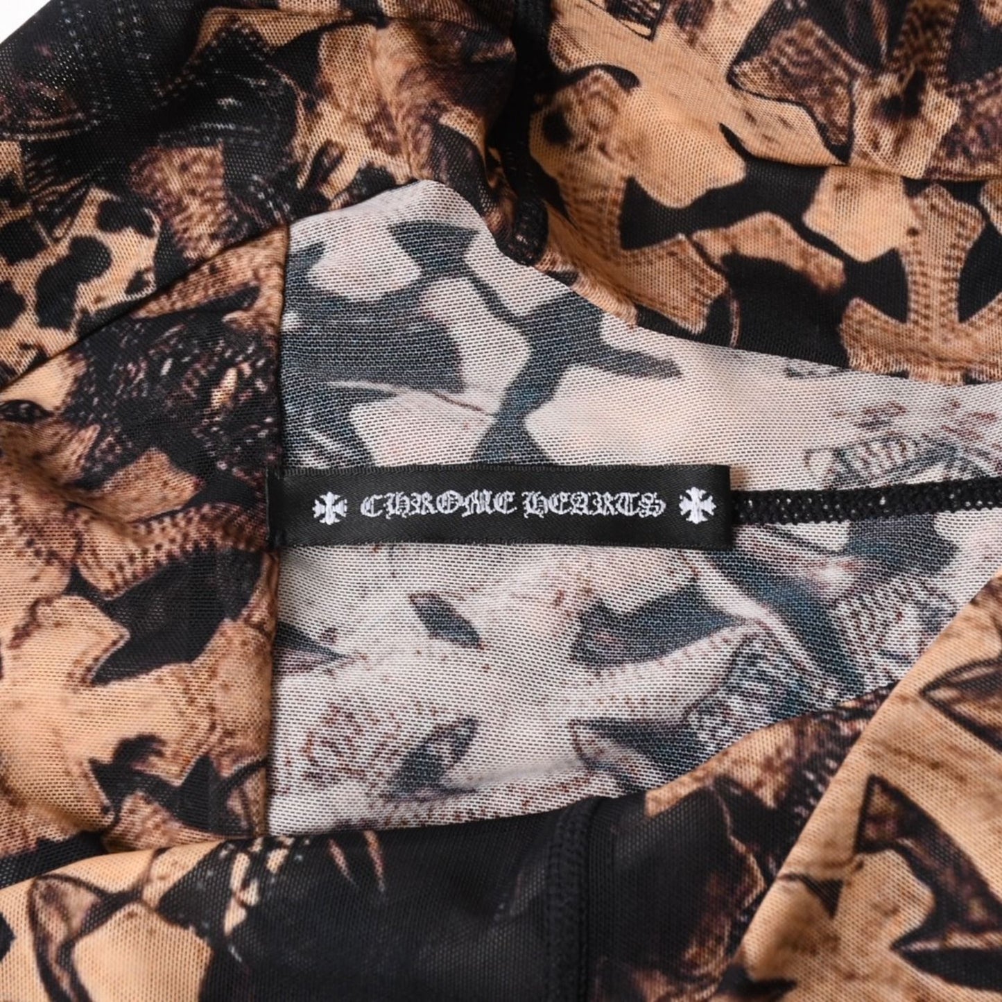 Chrome Hearts Semi Tary Cloth All Over Print Mesh Lace Flare Long Pants Sheer — view 8