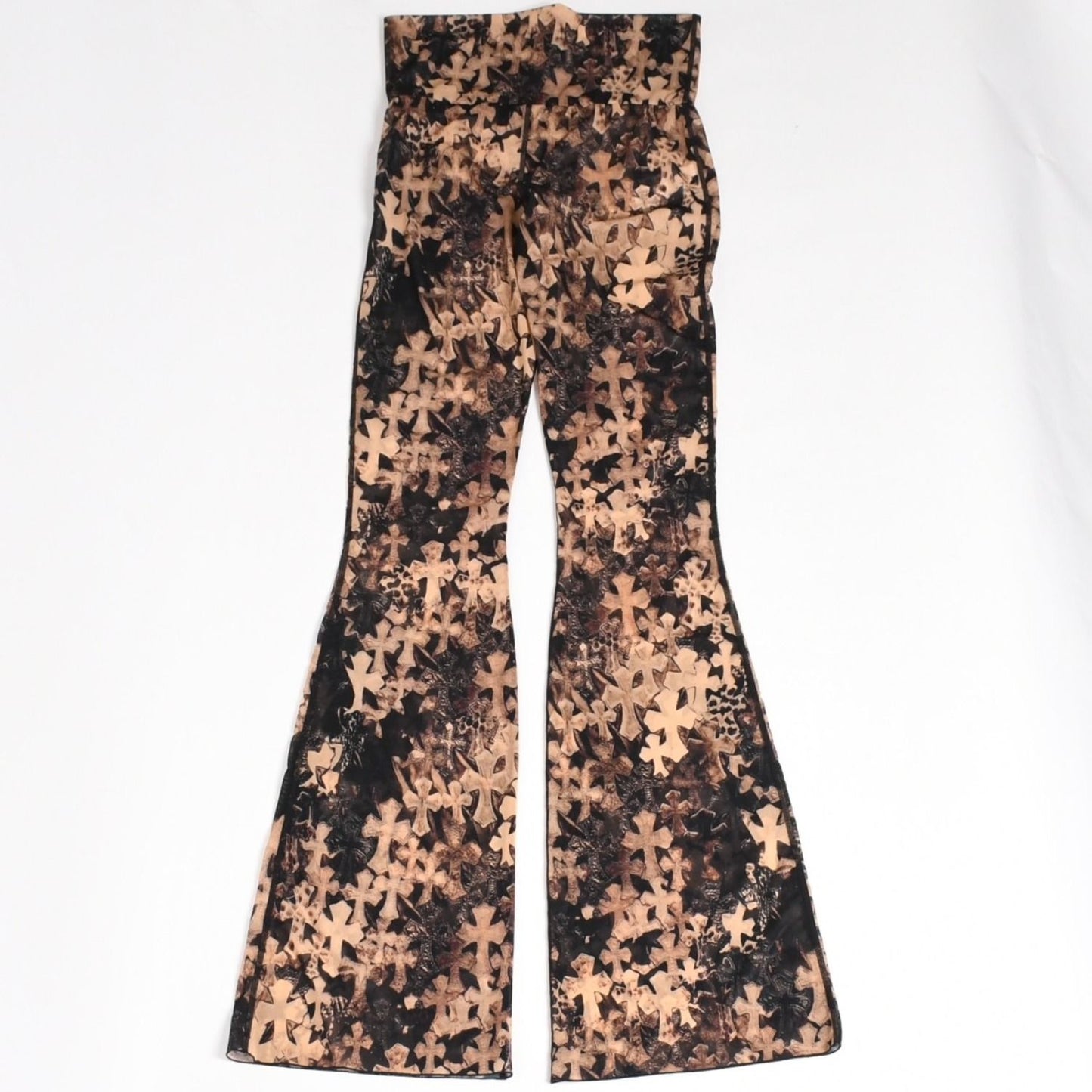Chrome Hearts Semi Tary Cloth All Over Print Mesh Lace Flare Long Pants Sheer — view 2