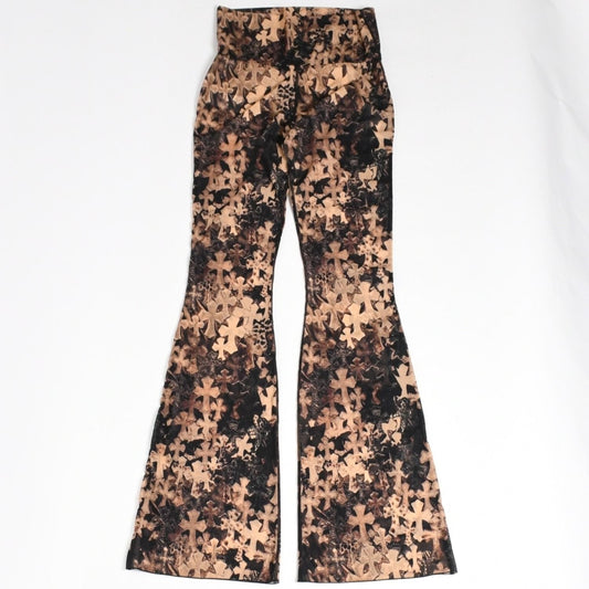 Chrome Hearts Semi Tary Cloth All Over Print Mesh Lace Flare Long Pants Sheer