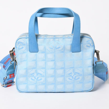 Chanel New Travel Line 2-Way Bag CC Logo Nylon Leather Blue — view 2
