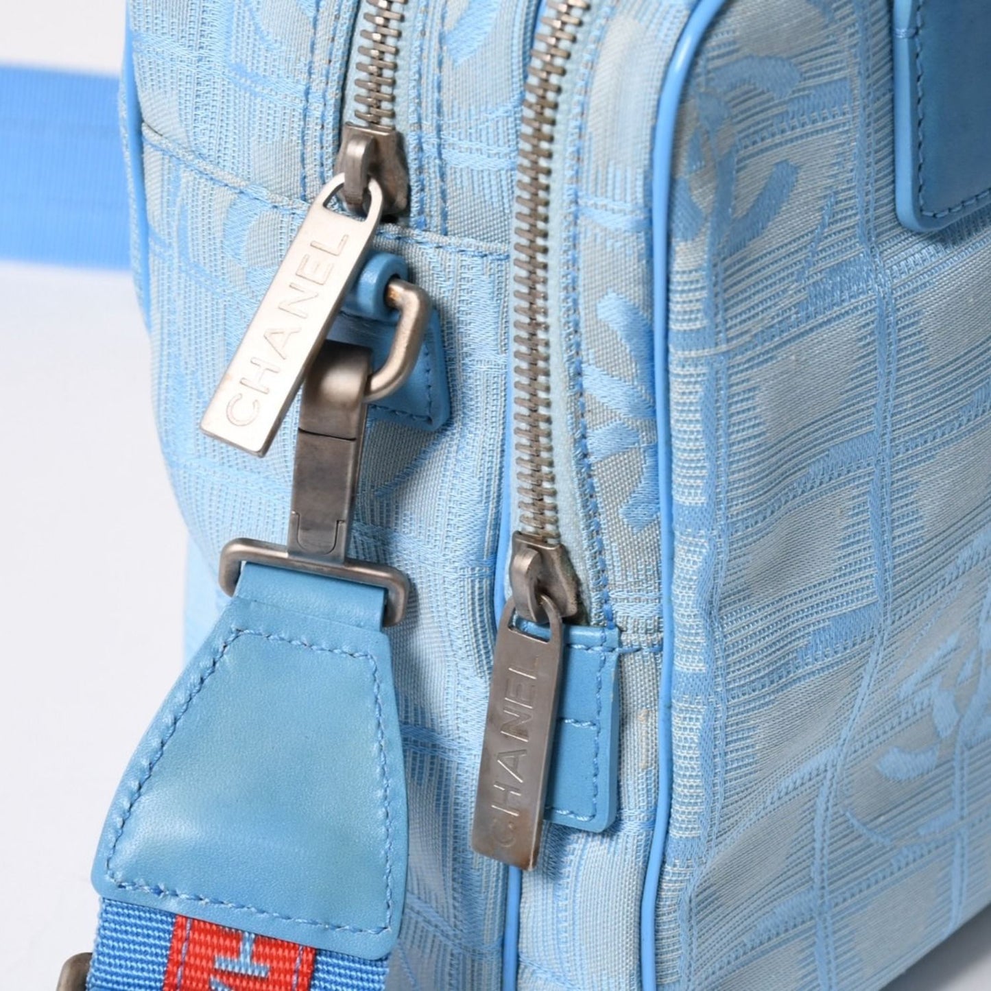 Chanel New Travel Line 2-Way Bag CC Logo Nylon Leather Blue — view 8
