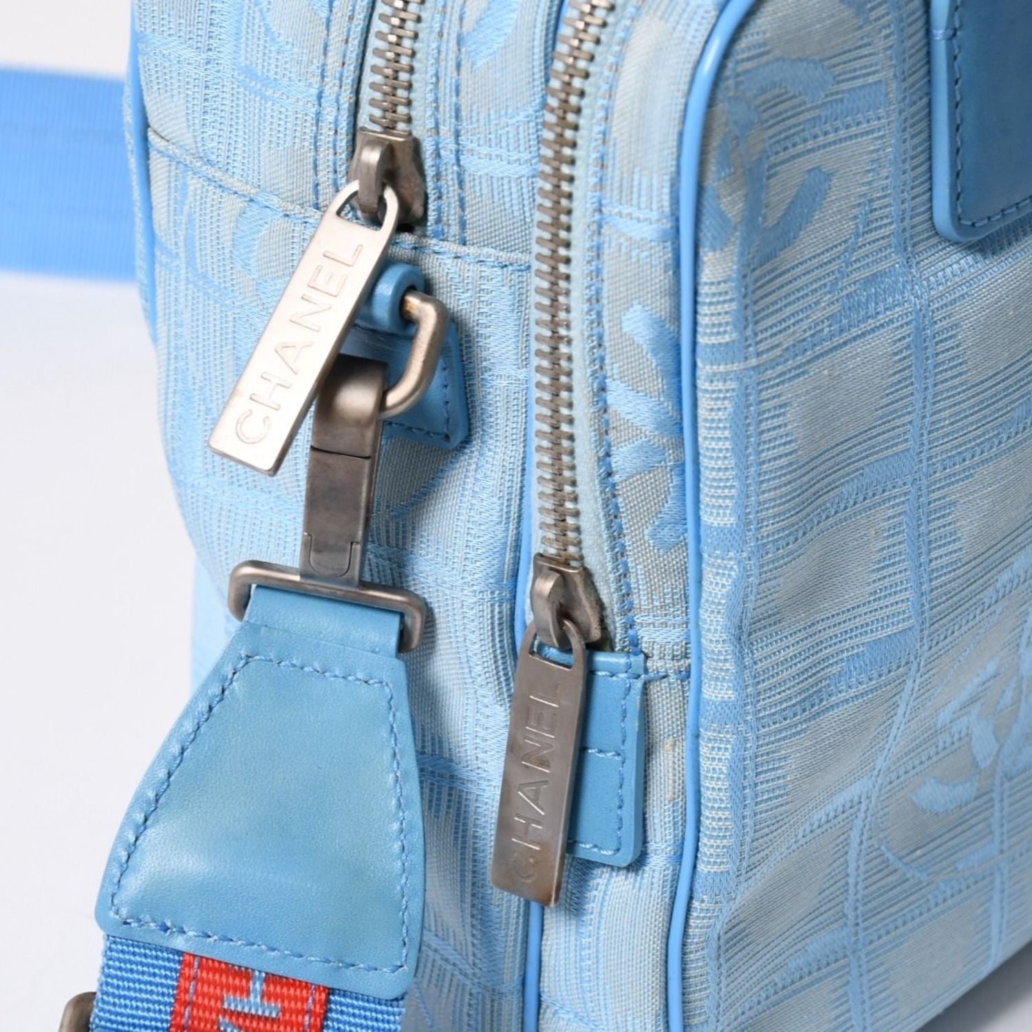 Chanel New Travel Line 2-Way Bag CC Logo Nylon Leather Blue — view 8