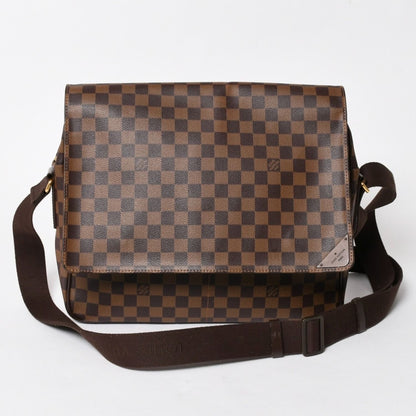 Louis Vuitton Shelton MM Damier Graphite Shoulder Bag Leather Brown Gold
