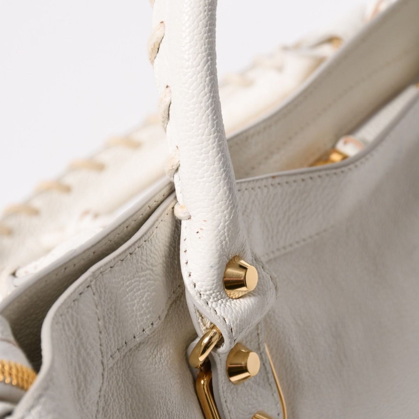 Balenciaga Metallic Edge City Leather 2-Way Shoulder Bag White Ivory Gold — view 6