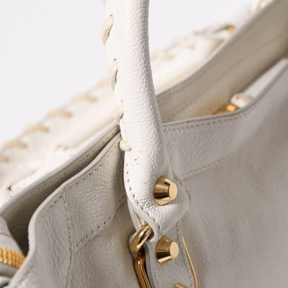 Balenciaga Metallic Edge City Leather 2-Way Shoulder Bag White Ivory Gold — view 6