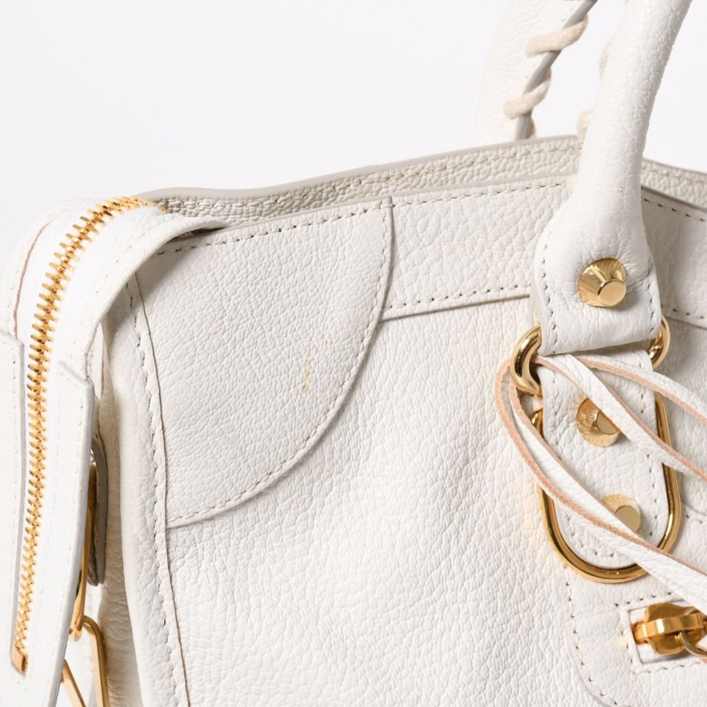 Balenciaga Metallic Edge City Leather 2-Way Shoulder Bag White Ivory Gold — view 4