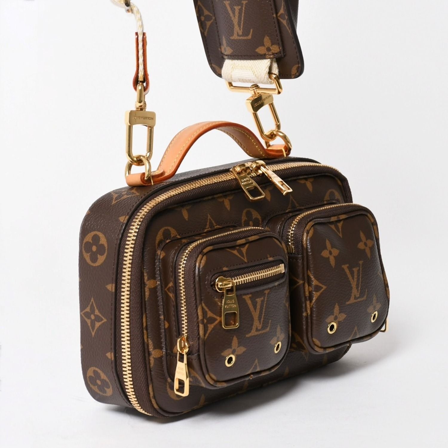 Louis Vuitton Monogram Utility Crossbody Shoulder Bag Brown Gold — view 3