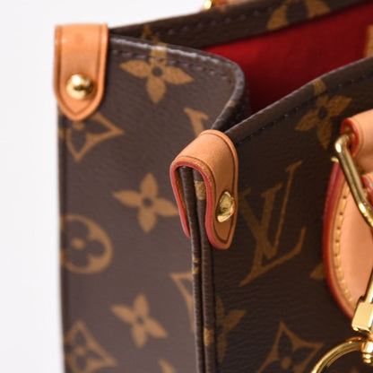 Louis Vuitton Sac Plat BB Monogram Shoulder Bag Leather Brown Gold — view 6