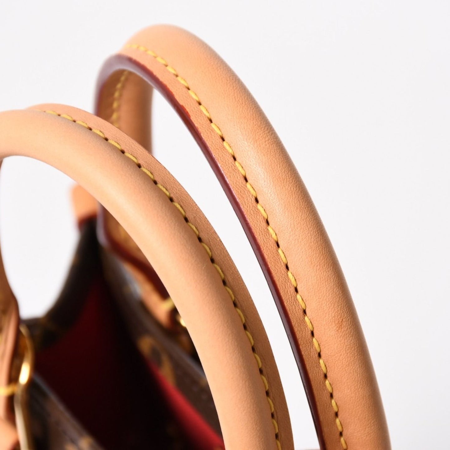 Louis Vuitton Sac Plat BB Monogram Shoulder Bag Leather Brown Gold — view 8