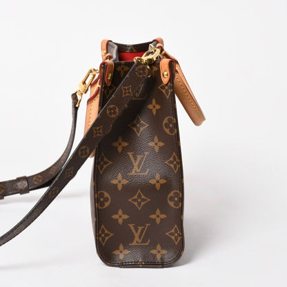 Louis Vuitton Sac Plat BB Monogram Shoulder Bag Leather Brown Gold — view 4
