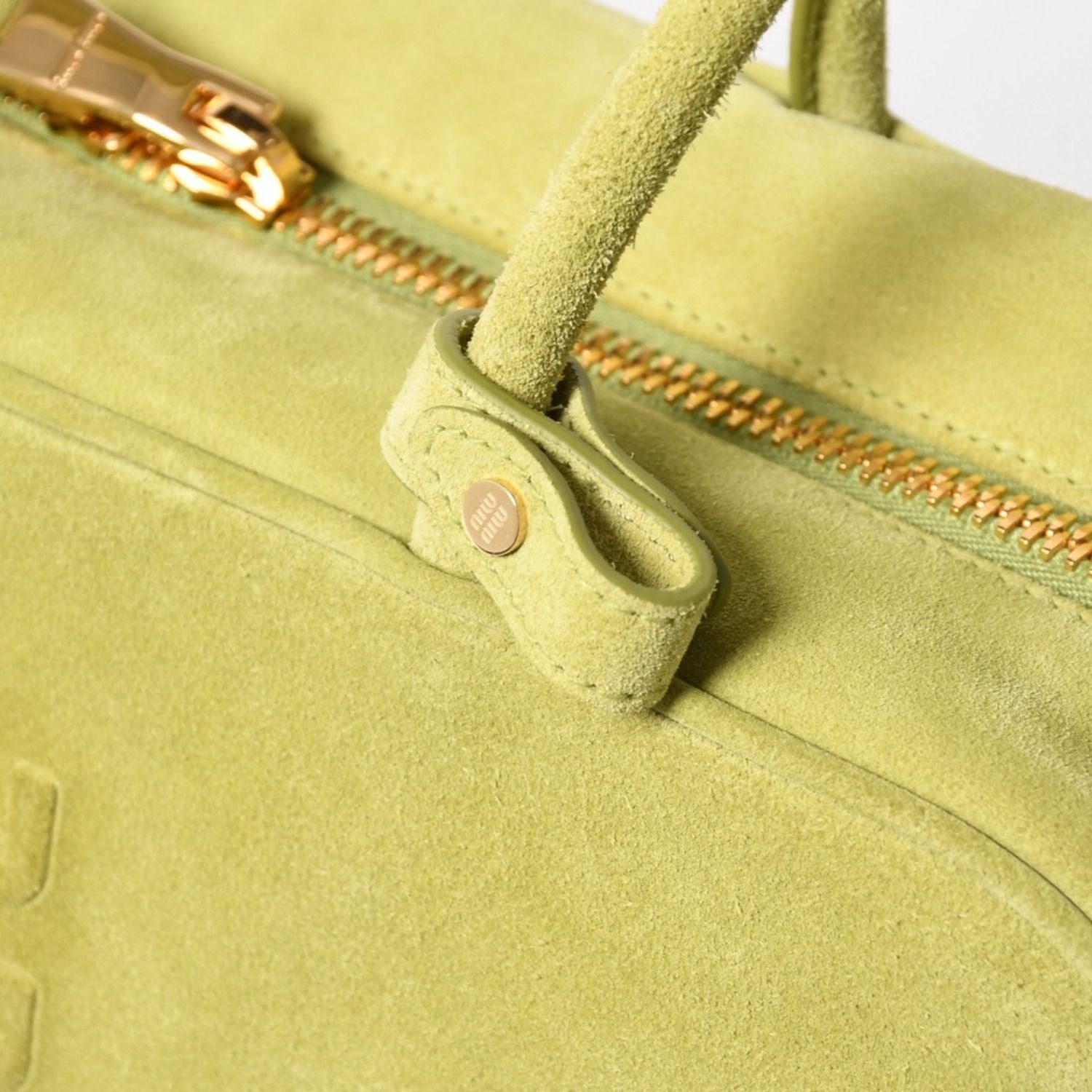Miu Miu Beau Suede Tote Bag Green Gold — view 5