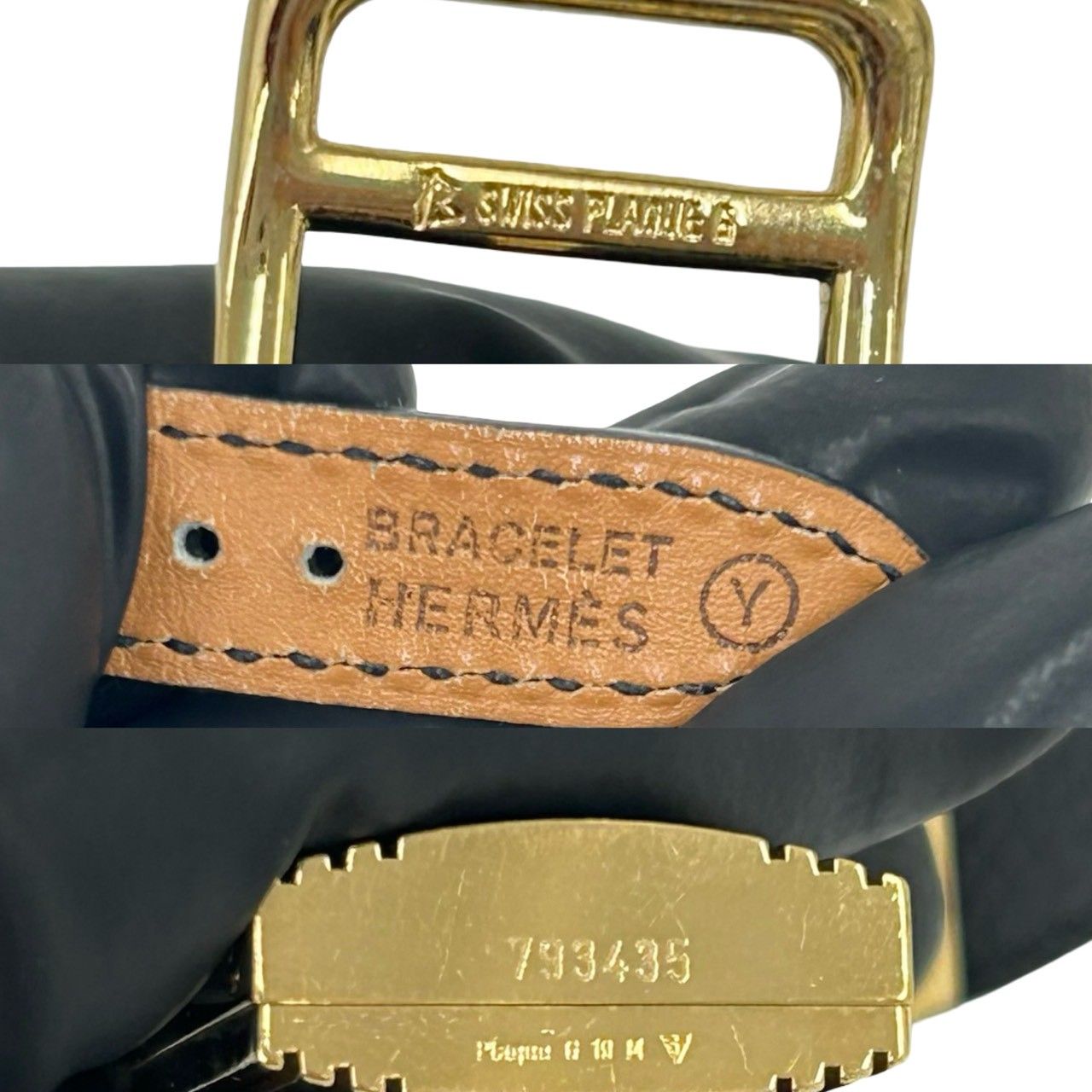 Hermes Vintage Kelly Watch Leather Wrist Black Gold — view 3