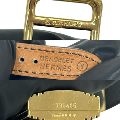 Hermes Vintage Kelly Watch Leather Wrist Black Gold — view 3