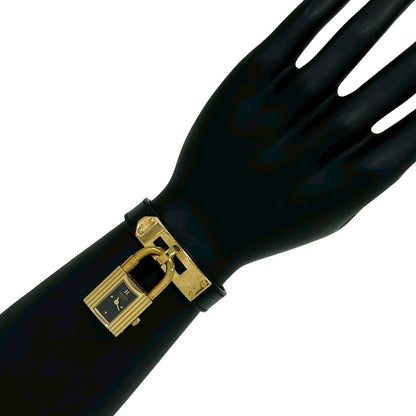 Hermes Vintage Kelly Watch Leather Wrist Black Gold — view 2