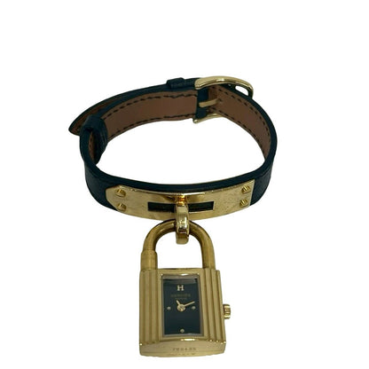 Hermes Vintage Kelly Watch Leather Wrist Black Gold — view 7