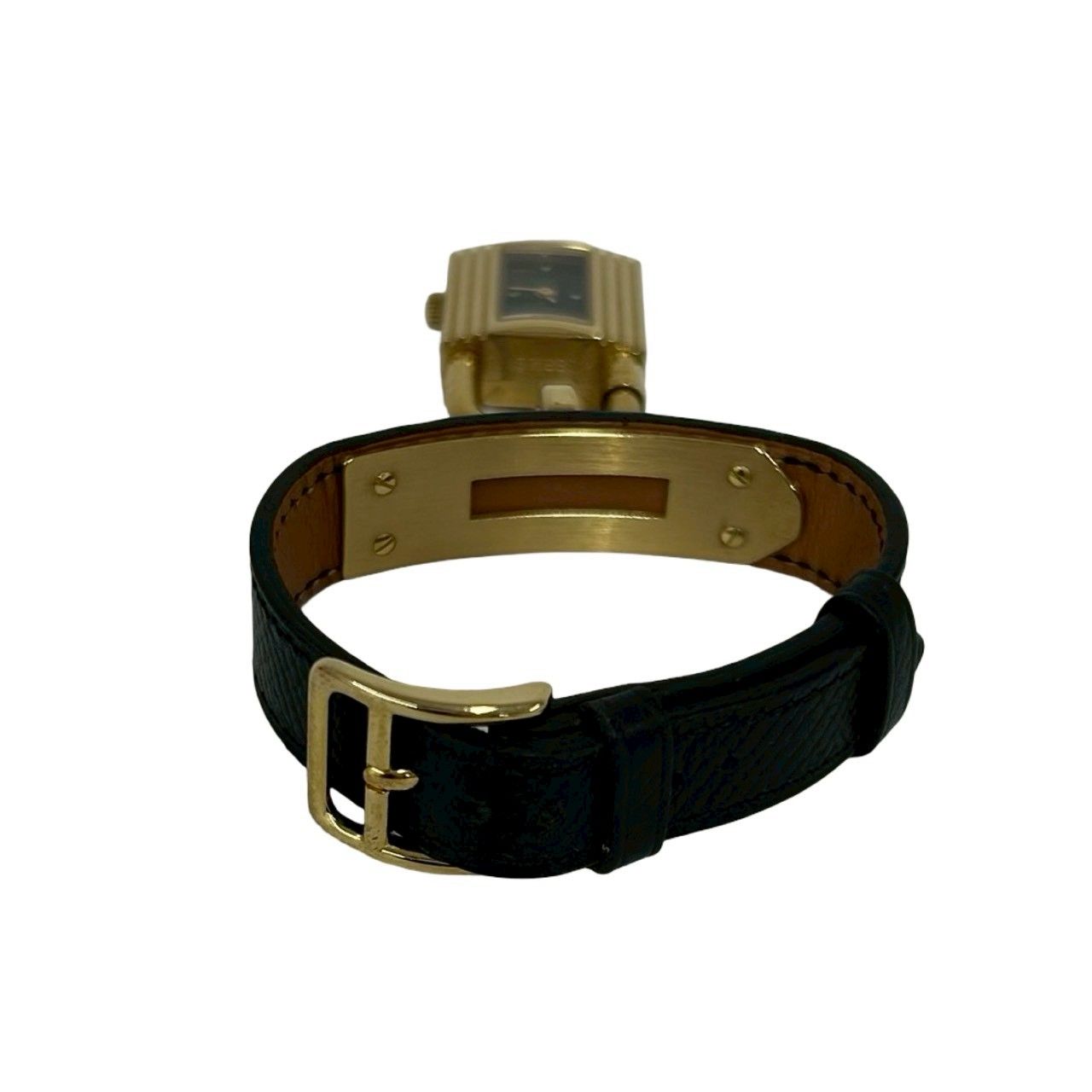 Hermes Vintage Kelly Watch Leather Wrist Black Gold — view 8