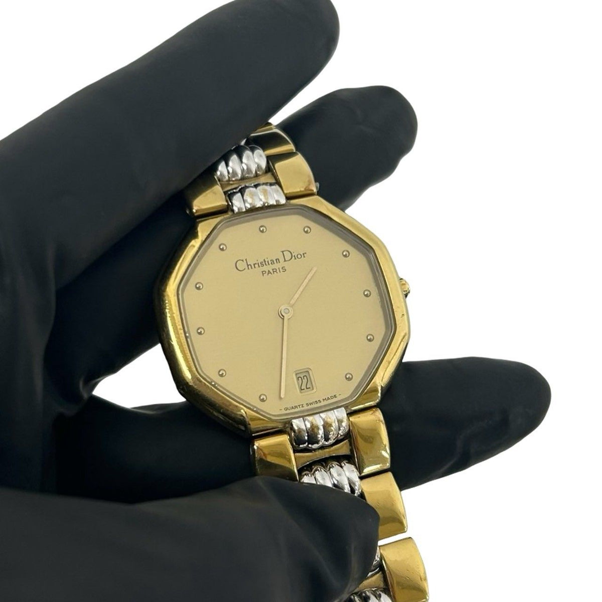 Dior Vintage Octagon Stainless Steel Quartz Watch Wrist Gold — view 5