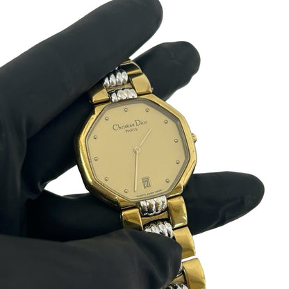 Dior Vintage Octagon Stainless Steel Quartz Watch Wrist Gold — view 5