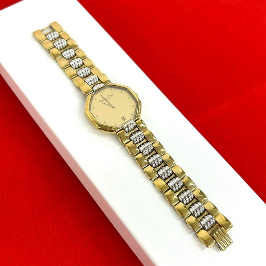 Dior Vintage Octagon Stainless Steel Quartz Watch Wrist Gold