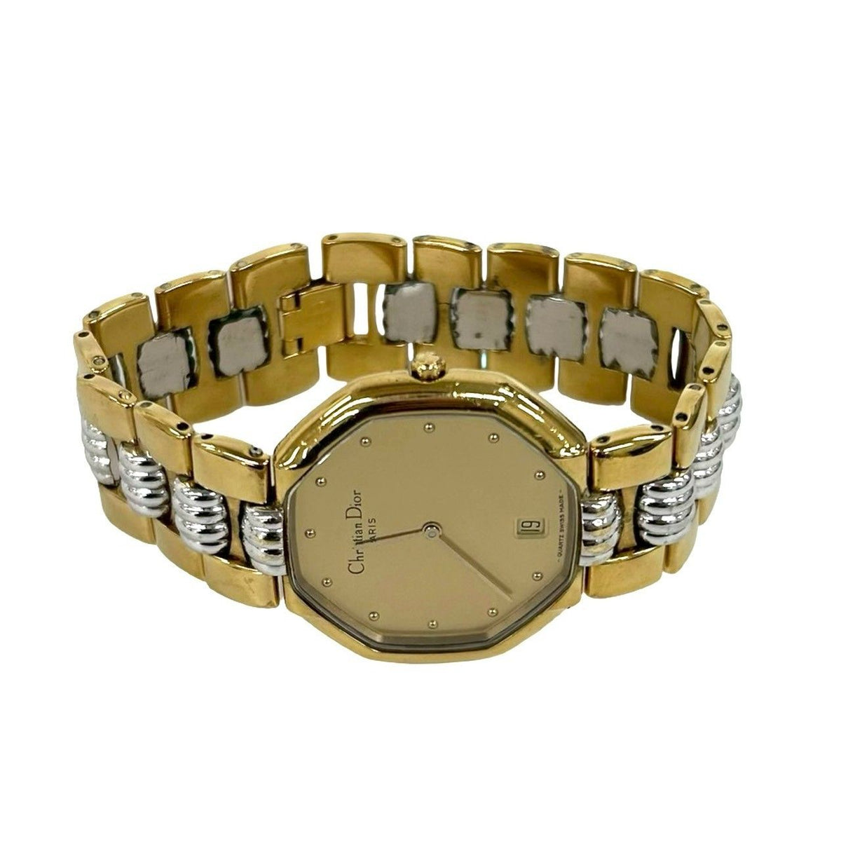 Dior Vintage Octagon Stainless Steel Quartz Watch Wrist Gold — view 8