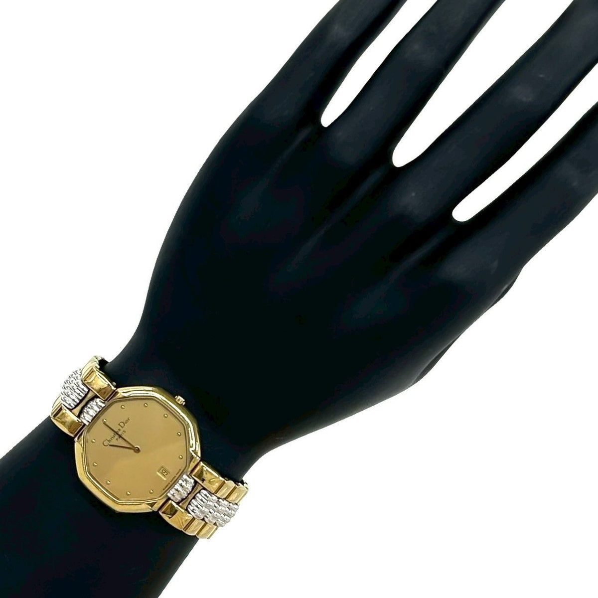 Dior Vintage Octagon Stainless Steel Quartz Watch Wrist Gold — view 2