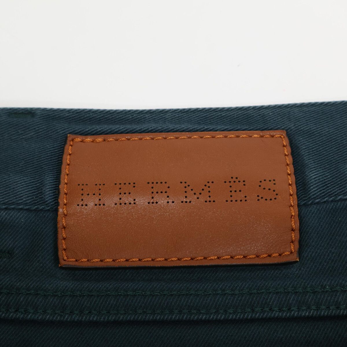 Hermes Series Button Green Denim Pants 44 — view 6