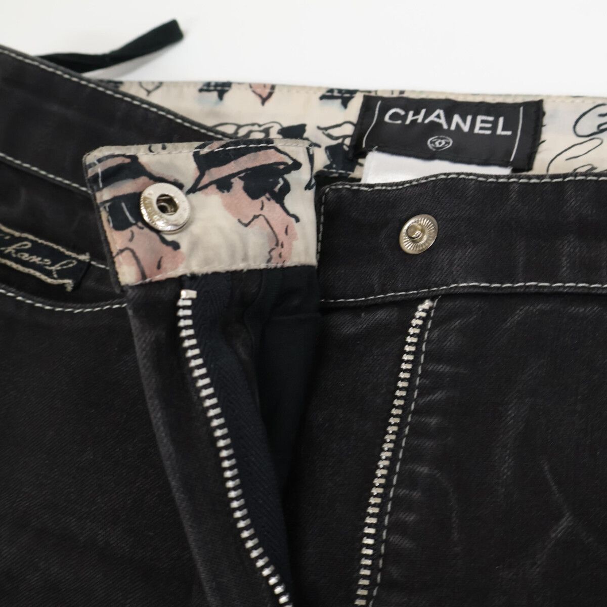 Chanel Black Deformed Slim Pants 34 — view 7