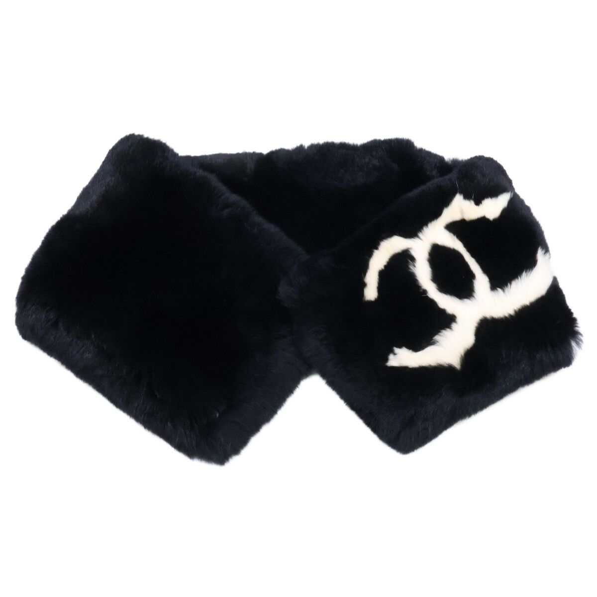 Chanel CC Logo Rabbit Fur Tippet Scarf