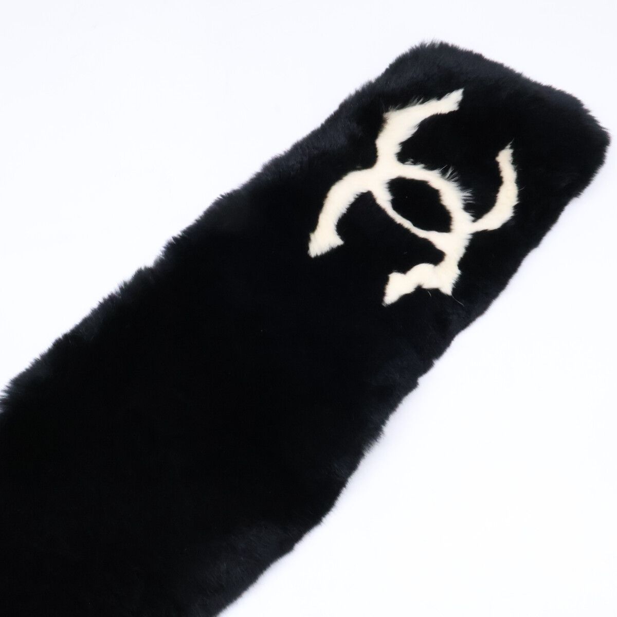 Chanel CC Logo Rabbit Fur Tippet Scarf — view 3