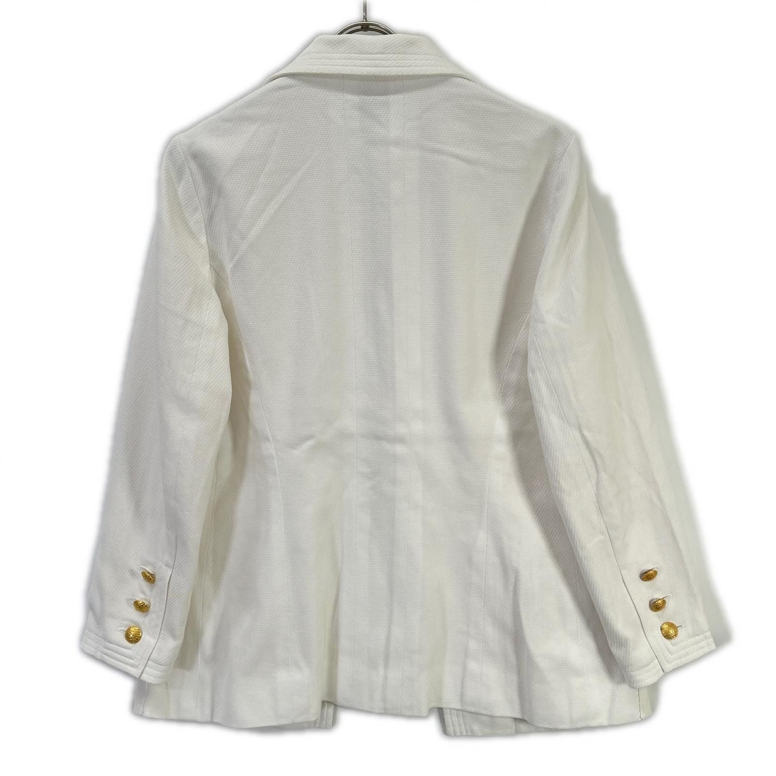 Chanel Vintage White Gold Button Tailored Jacket 44 — view 2