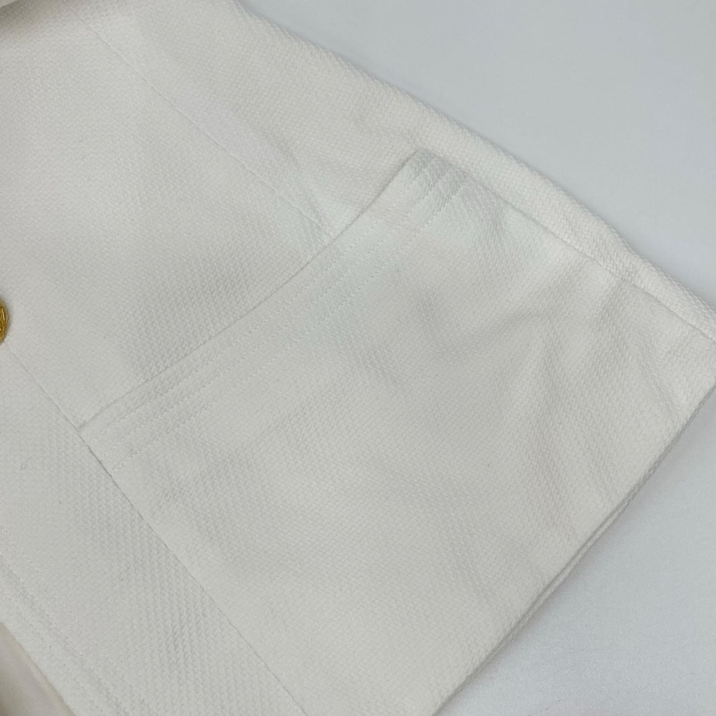 Chanel Vintage White Gold Button Tailored Jacket 44 — view 9
