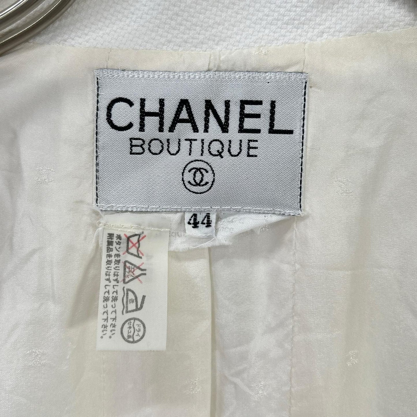 Chanel Vintage White Gold Button Tailored Jacket 44 — view 4