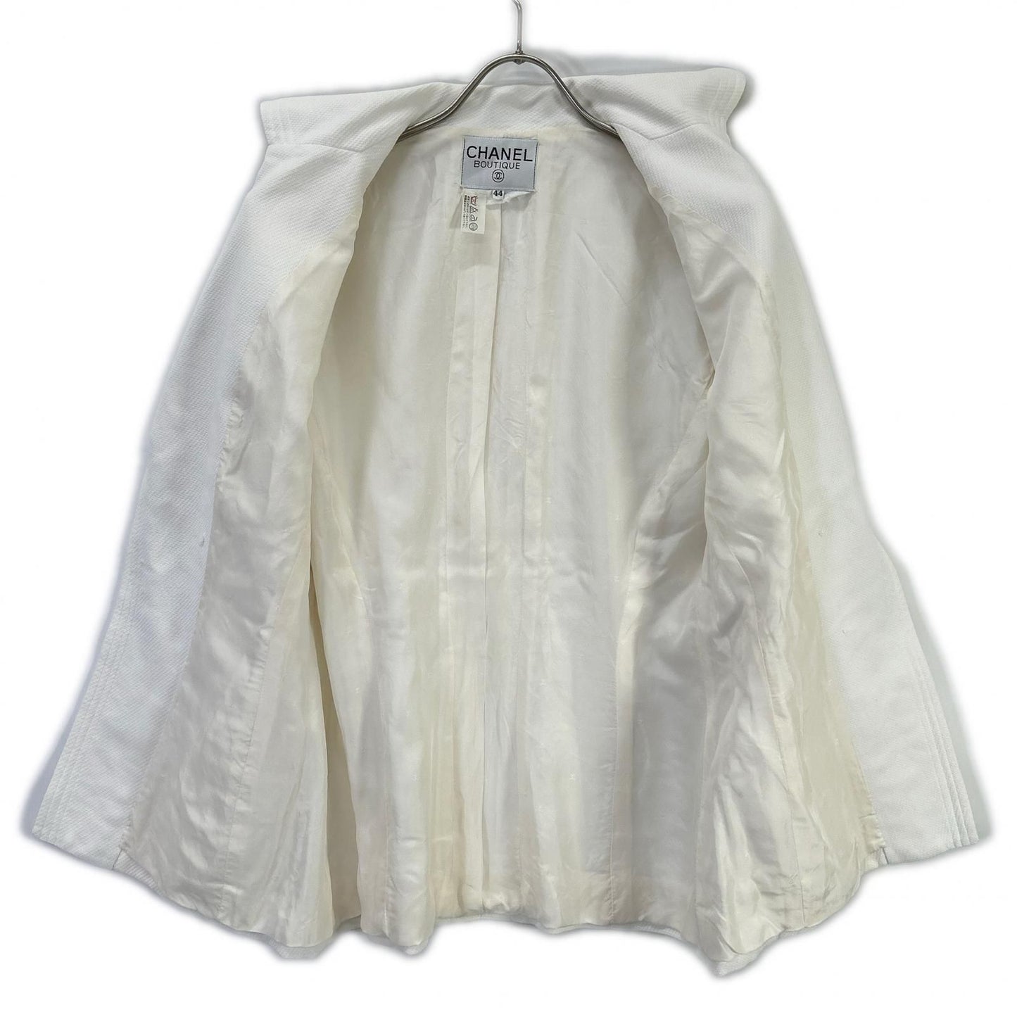 Chanel Vintage White Gold Button Tailored Jacket 44 — view 3