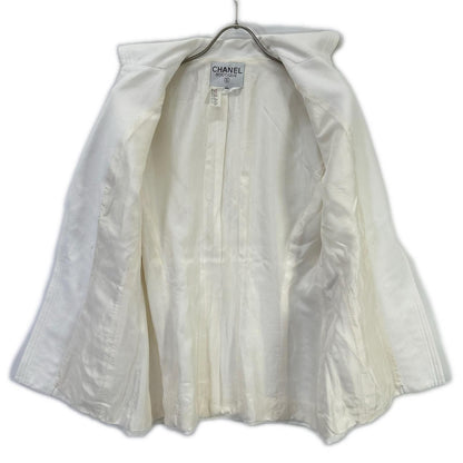Chanel Vintage White Gold Button Tailored Jacket 44 — view 3