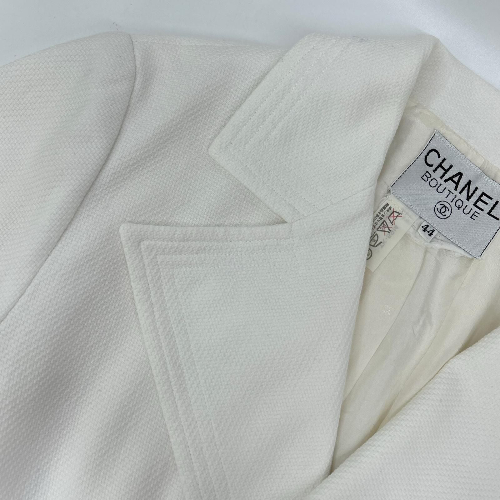 Chanel Vintage White Gold Button Tailored Jacket 44 — view 7