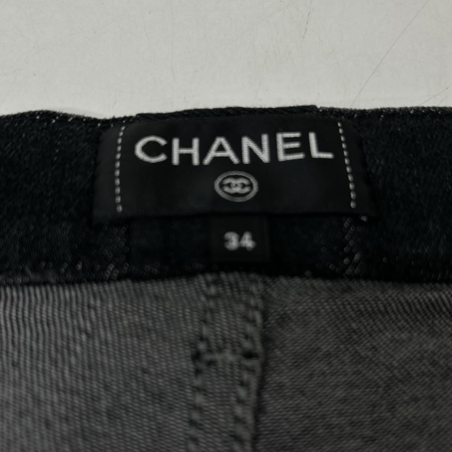 Chanel Black Rhinestone Denim 34 Jeans — view 4