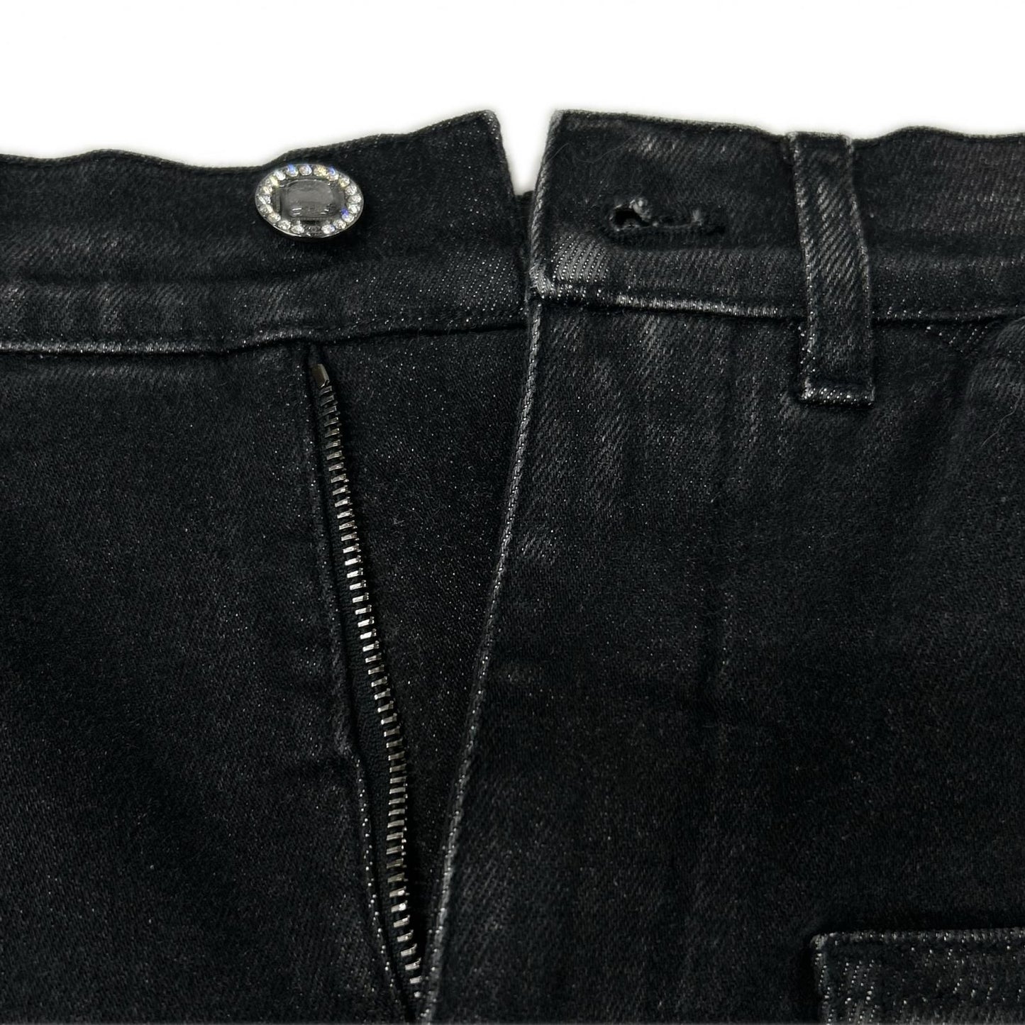 Chanel Black Rhinestone Denim 34 Jeans — view 3