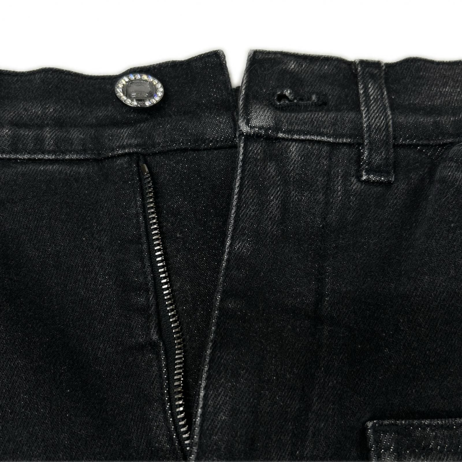 Chanel Black Rhinestone Denim 34 Jeans — view 3