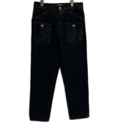 Chanel Black Rhinestone Denim 34 Jeans