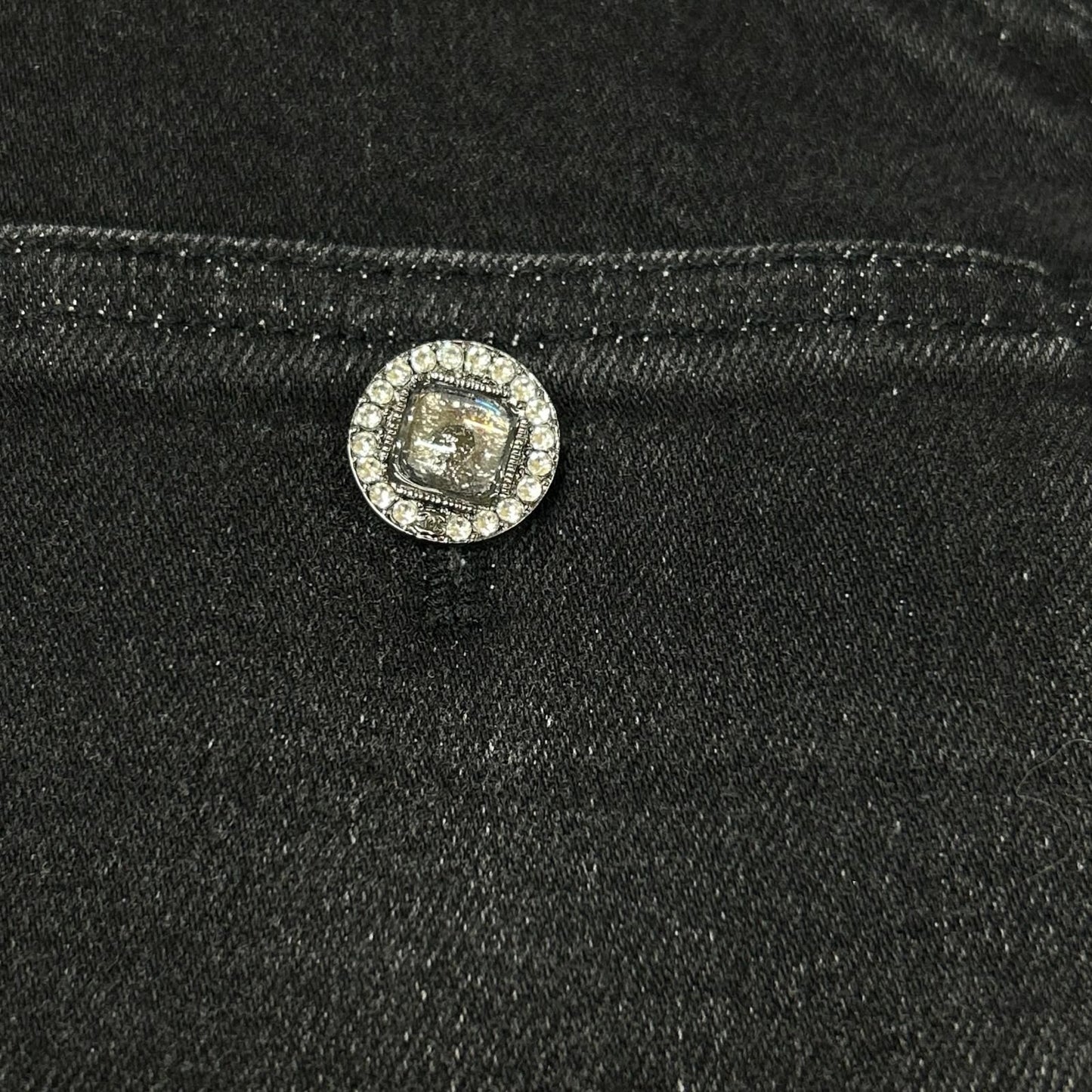 Chanel Black Rhinestone Denim 34 Jeans — view 8