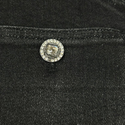 Chanel Black Rhinestone Denim 34 Jeans — view 8