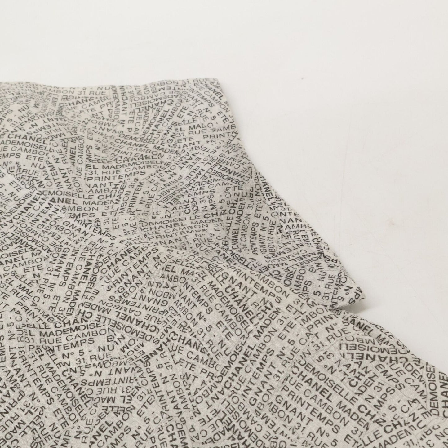 Chanel Logo Print Ramie Short Sleeve Blouse 40 — view 7