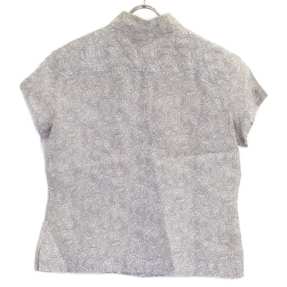 Chanel Logo Print Ramie Short Sleeve Blouse 40 — view 2