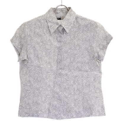 Chanel Logo Print Ramie Short Sleeve Blouse 40