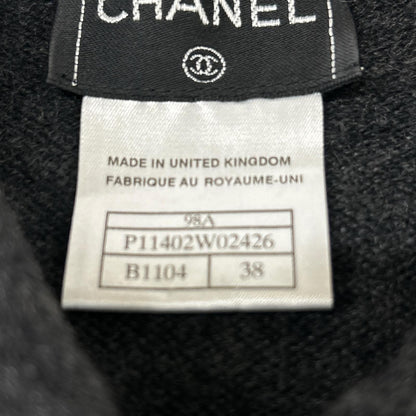 Chanel Collared Knit Top Cashmere Shell Button Gray 38 Sweater — view 4