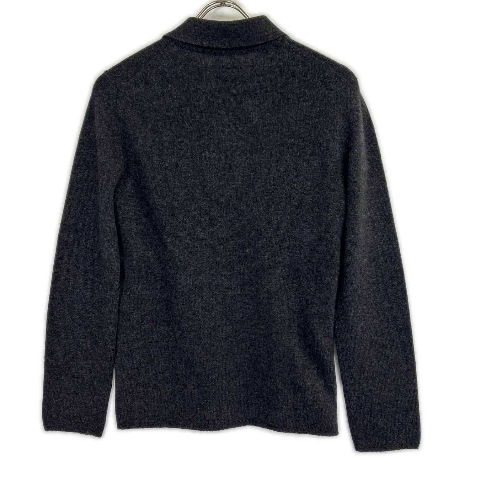 Chanel Collared Knit Top Cashmere Shell Button Gray 38 Sweater — view 2